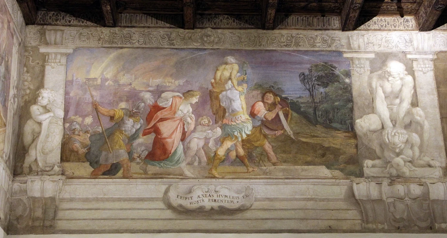 Fregio di enea, palazzo fava, gruppo dei carracci, 06 fuga di enea